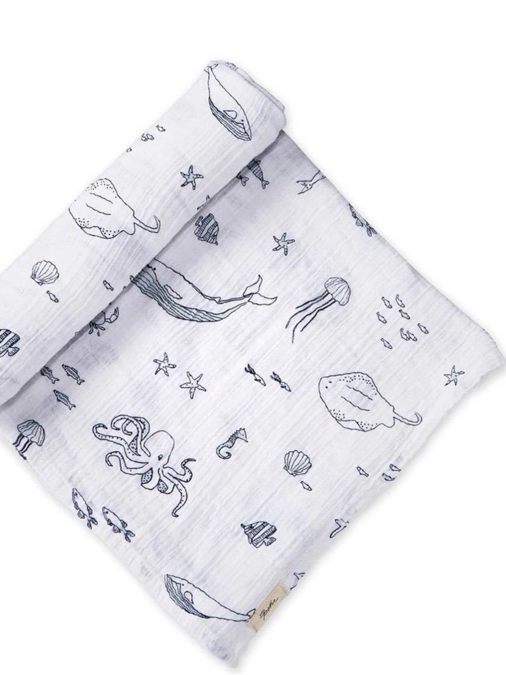 Pehr Organic CottonMuslin Baby Swaddle Blanket - Aquatic Life. 47x47